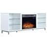 Brighton 60" Wide White Wood 6-Shelf Electric Fireplace in scene