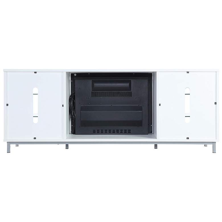 Image 6 Brighton 60" Wide White Wood 6-Shelf Electric Fireplace more views