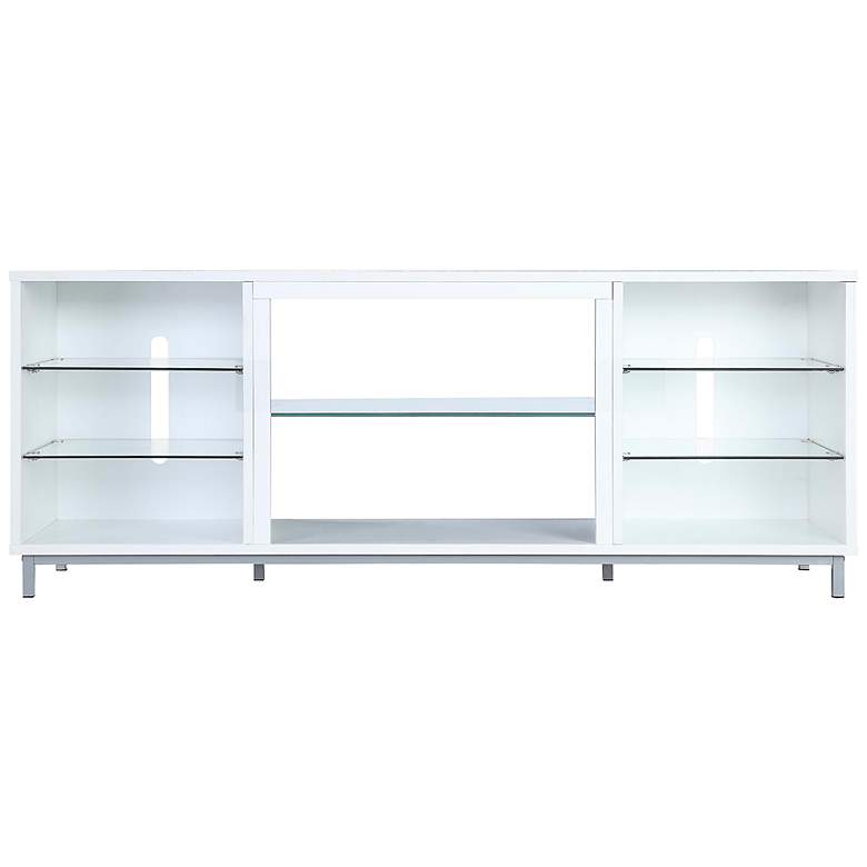 Image 2 Brighton 60" Wide White Wood Rectangular 7-Shelf TV Stand