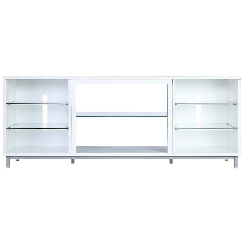 Image 2 Brighton 60 inch Wide White Wood Rectangular 7-Shelf TV Stand