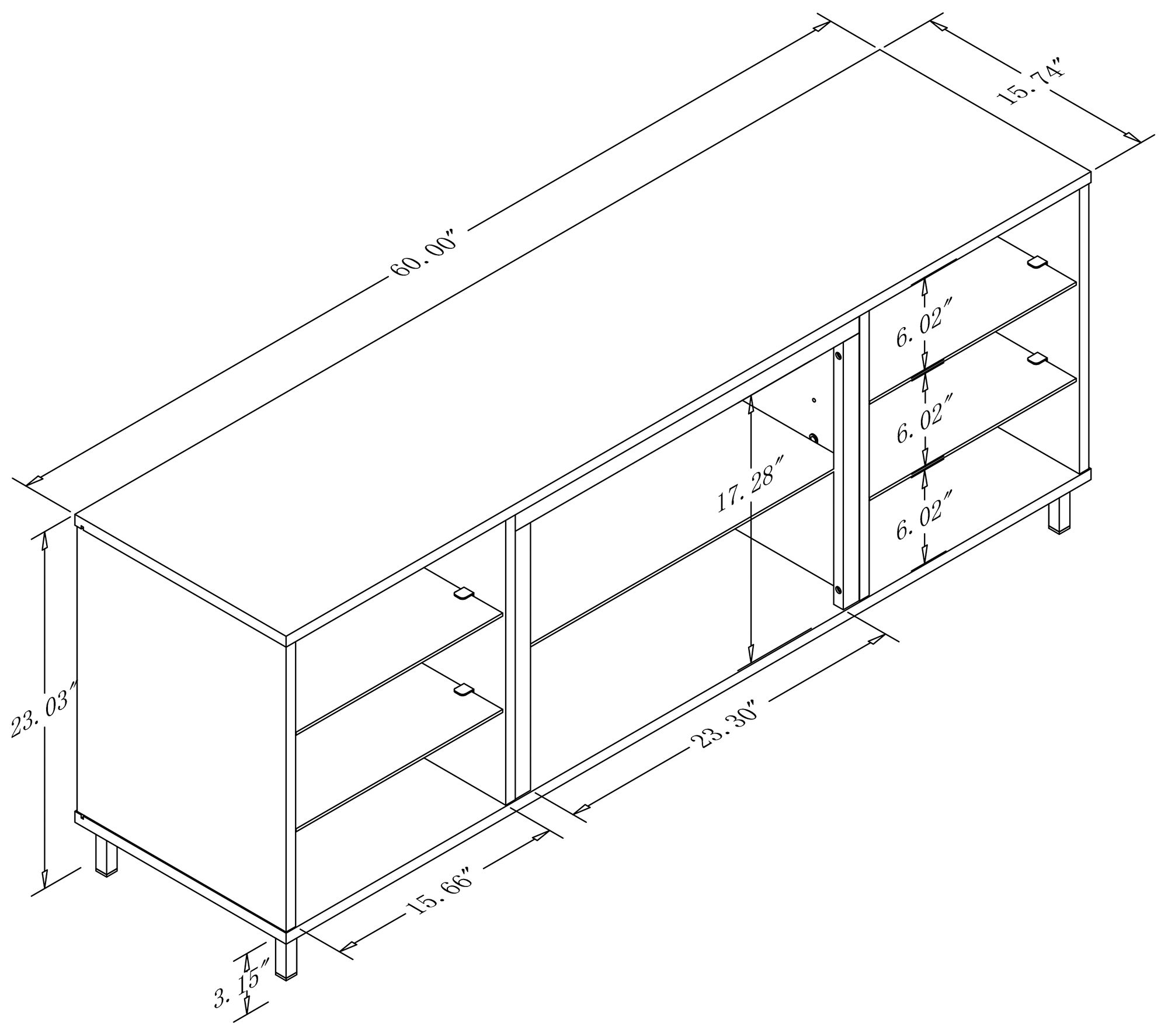 Brighton 60" Wide White Wood Rectangular 7-Shelf TV Stand in scene