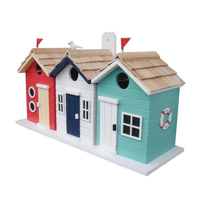 Image 1 Brighton Beach Huts Multi-Color Wood Birdhouse