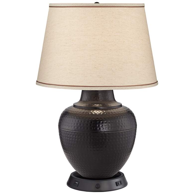 Image 2 Brighton Bronze Table Lamp w/ Dimmable USB Workstation Base