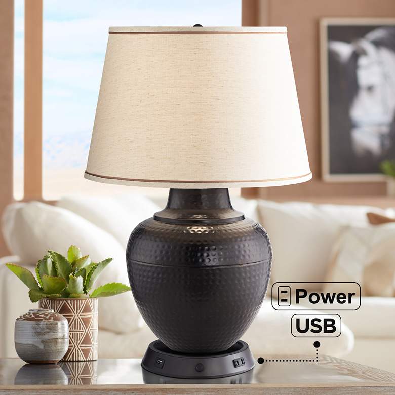 Brighton Bronze Table Lamp w/ Dimmable USB Workstation Base