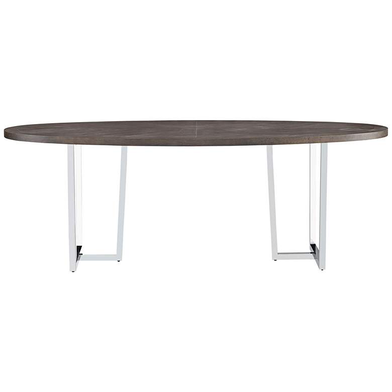 Image 1 Brighton Brownstone Wood and Chrome Oval Dining Table