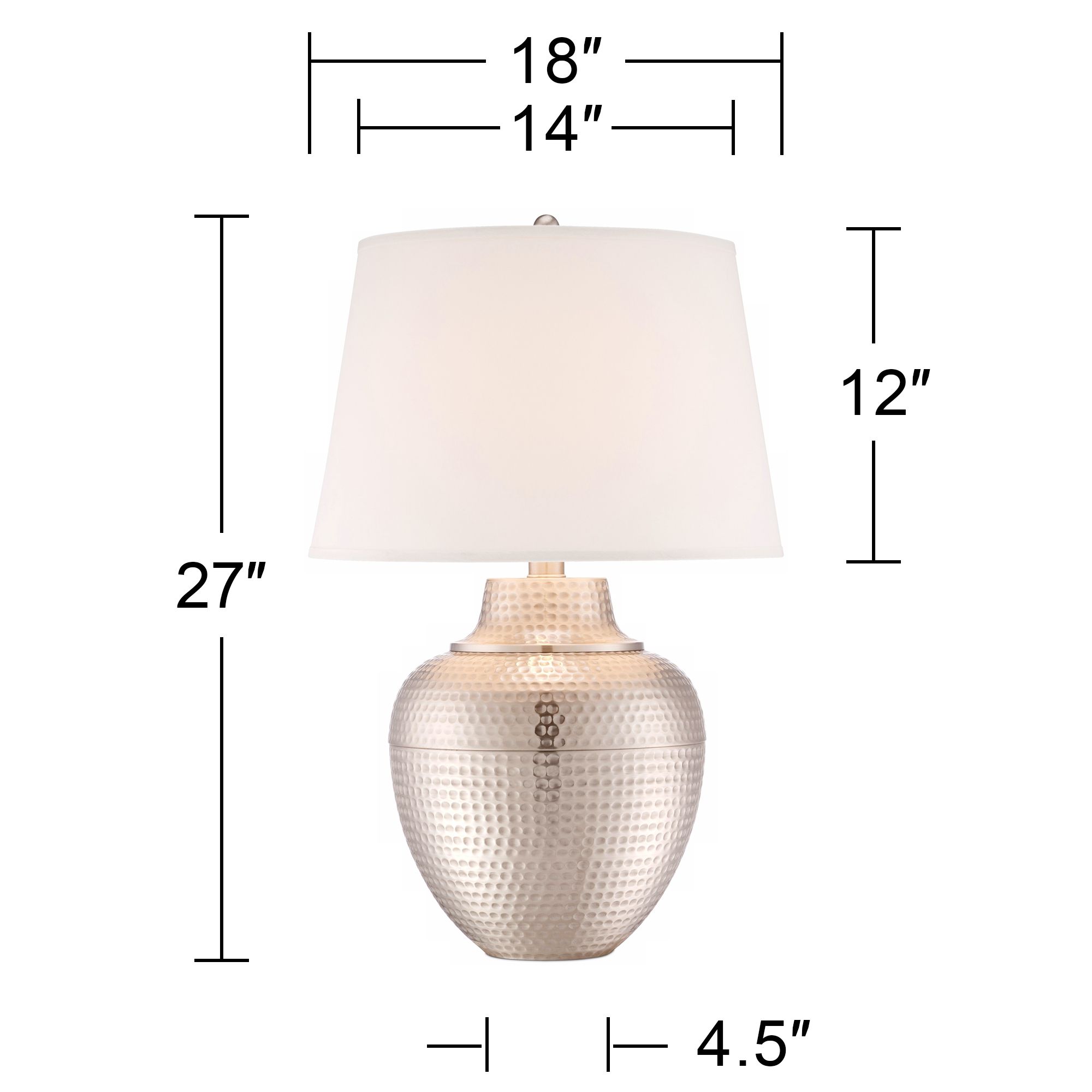 brighton hammered pot brushed nickel table lamp