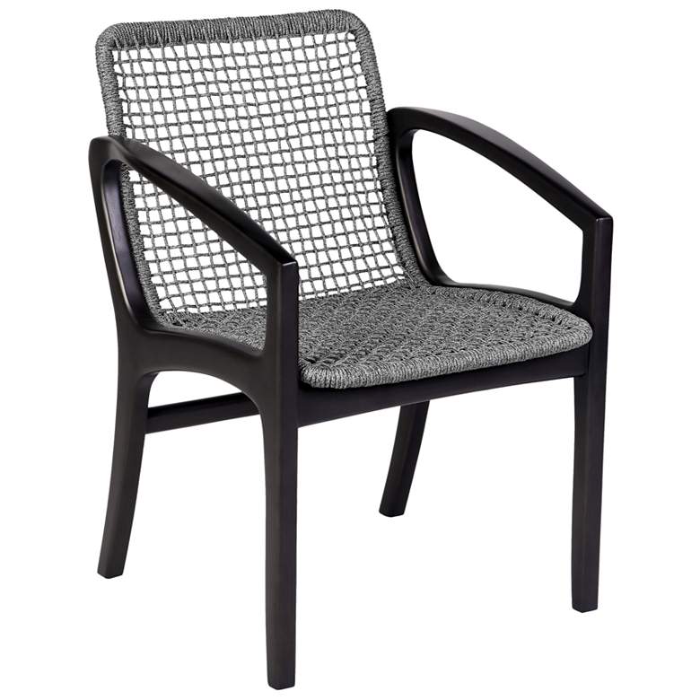 Image 1 Brighton Outdoor Patio Dining Chair in Dark Eucalyptus Wood and Grey Rope