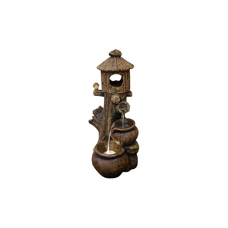 Image 1 Brighton Tiering Pot 29 inch High Fountain with Birdhouse