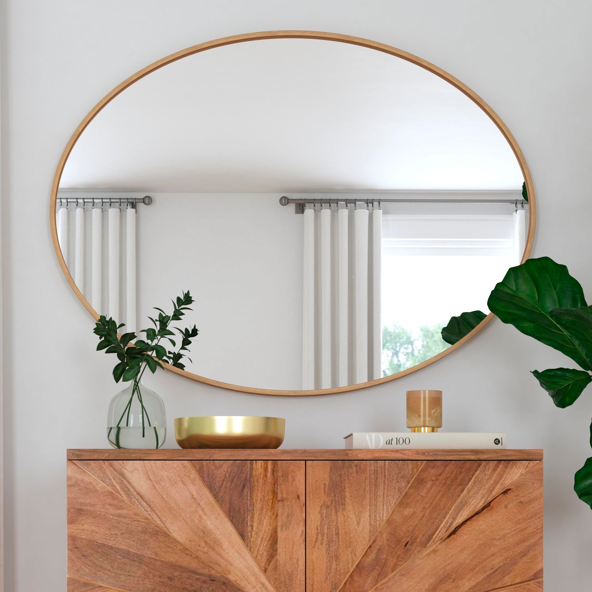 Brigitte 36" x 48" Gold Wall Mirror in scene