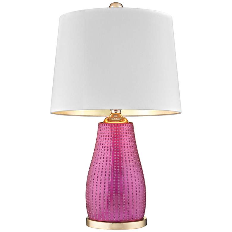 Image 1 Brigitte Cerise Pink and Gold Table Lamp with White Shade