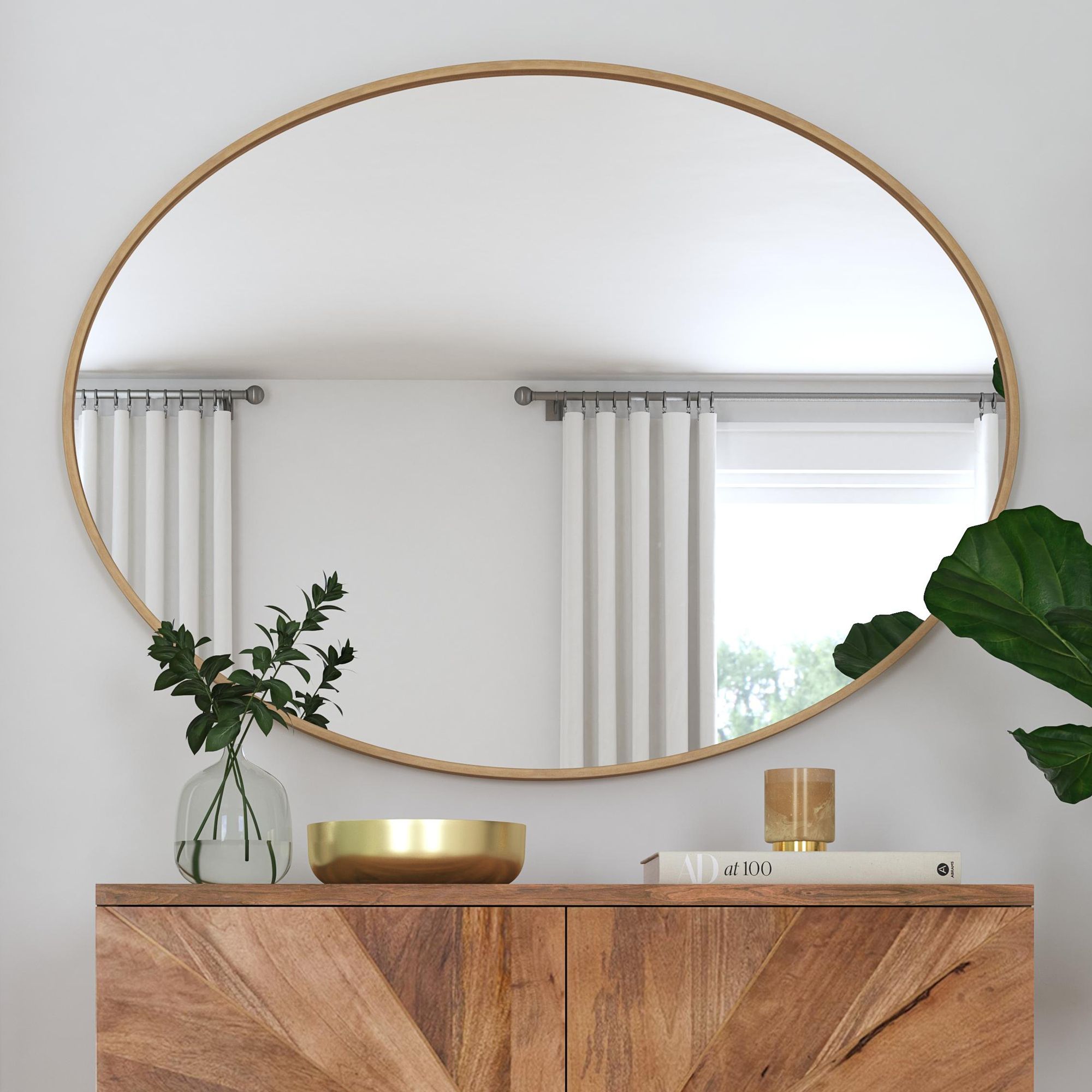 Oval store framed mirror