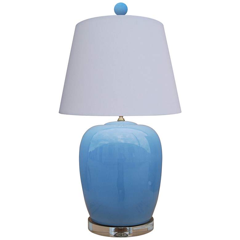 Image 1 Brigitte Ice Blue Jar Table Lamp with Anna Rayon Shade