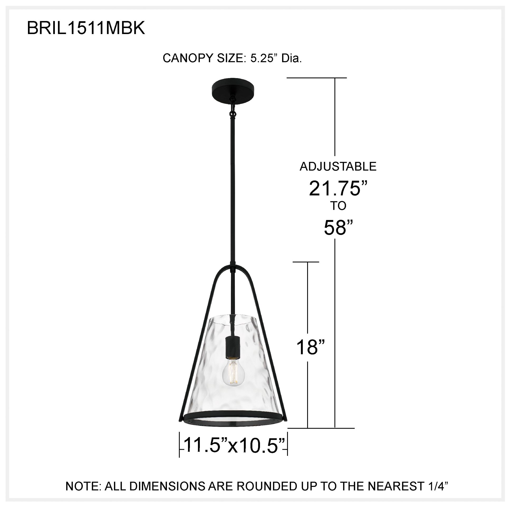 Briley 1-Light Matte Black Mini Pendant Light