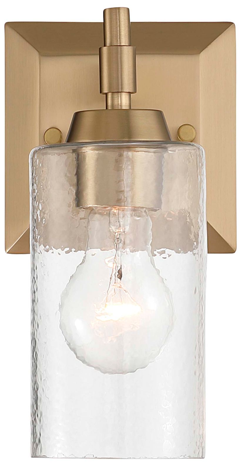 Image 2 Brilia 1-light Wall Sconce Vanity in Brass with Hammered Water Glass more views