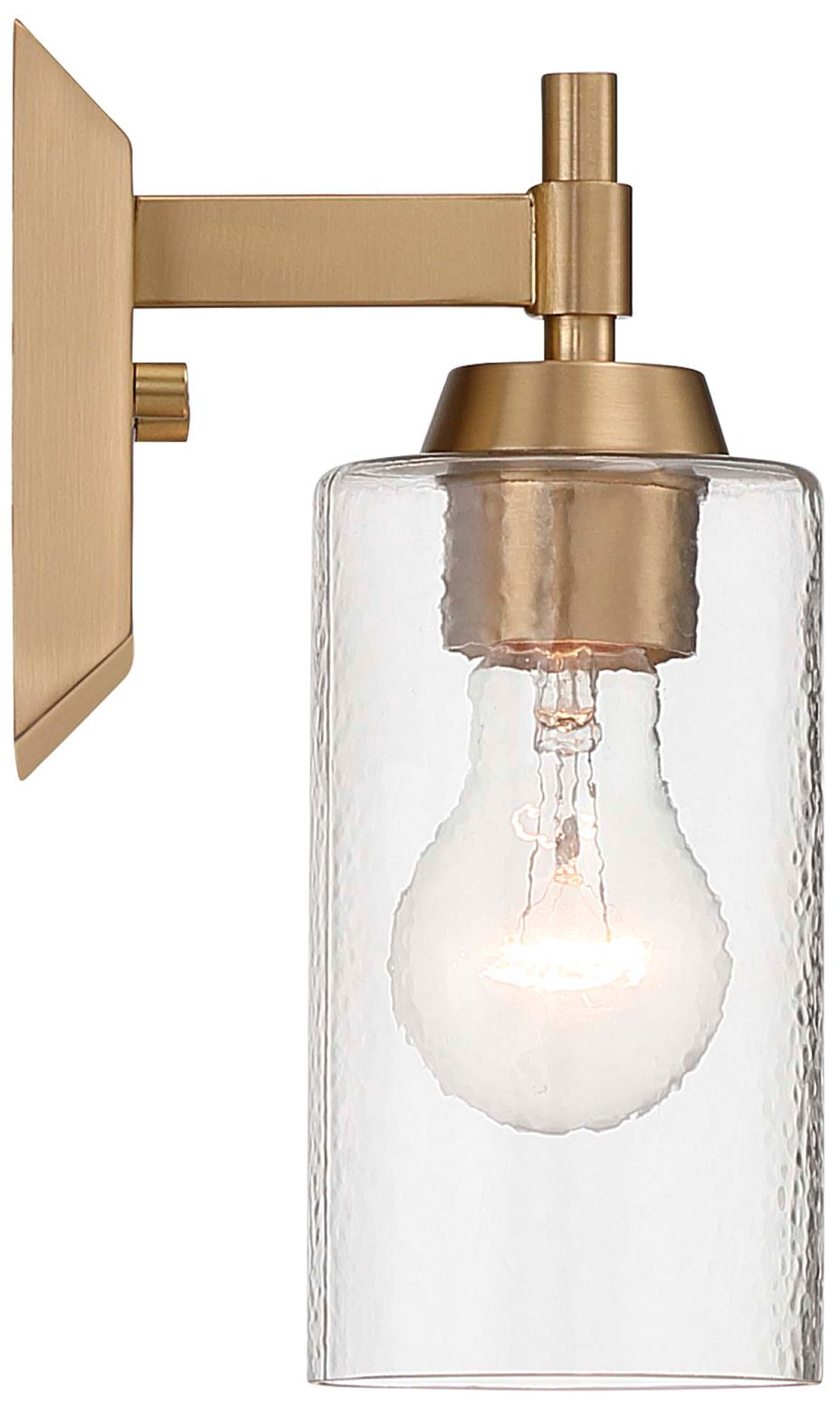 Image 3 Brilia 1-light Wall Sconce Vanity in Brass with Hammered Water Glass more views