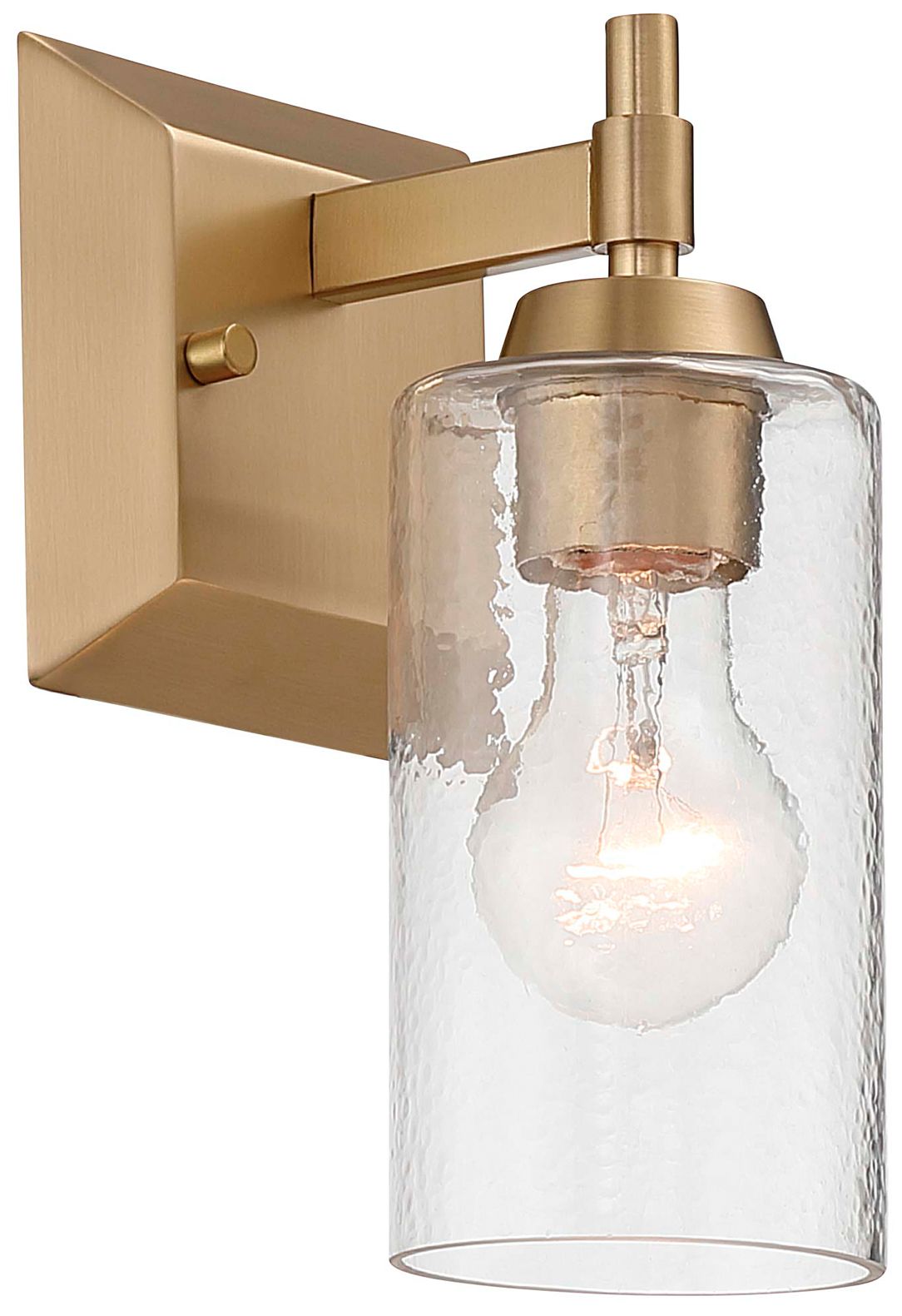 Image 6 Brilia 1-light Wall Sconce Vanity in Brass with Hammered Water Glass more views