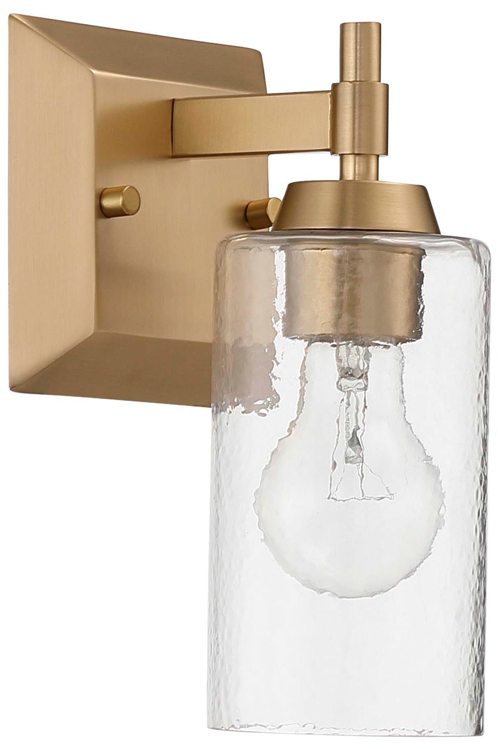 Image 7 Brilia 1-light Wall Sconce Vanity in Brass with Hammered Water Glass more views