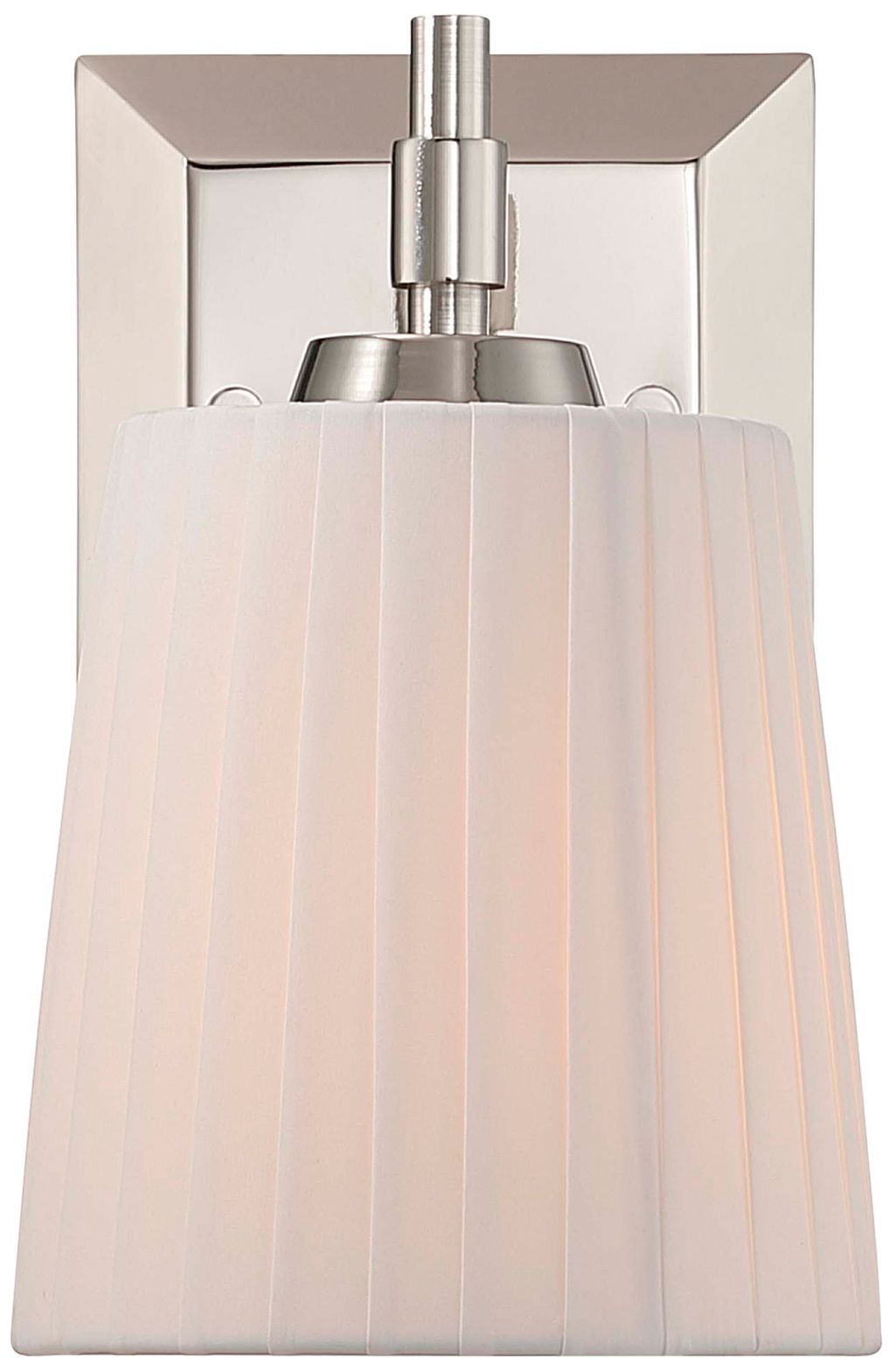 Image 2 Brilia 1-light Wall Sconce Vanity in Polished Nickel with Pleated Shade more views