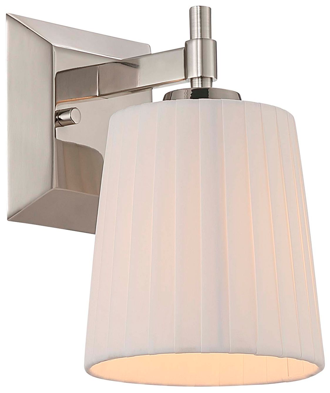 Image 7 Brilia 1-light Wall Sconce Vanity in Polished Nickel with Pleated Shade more views