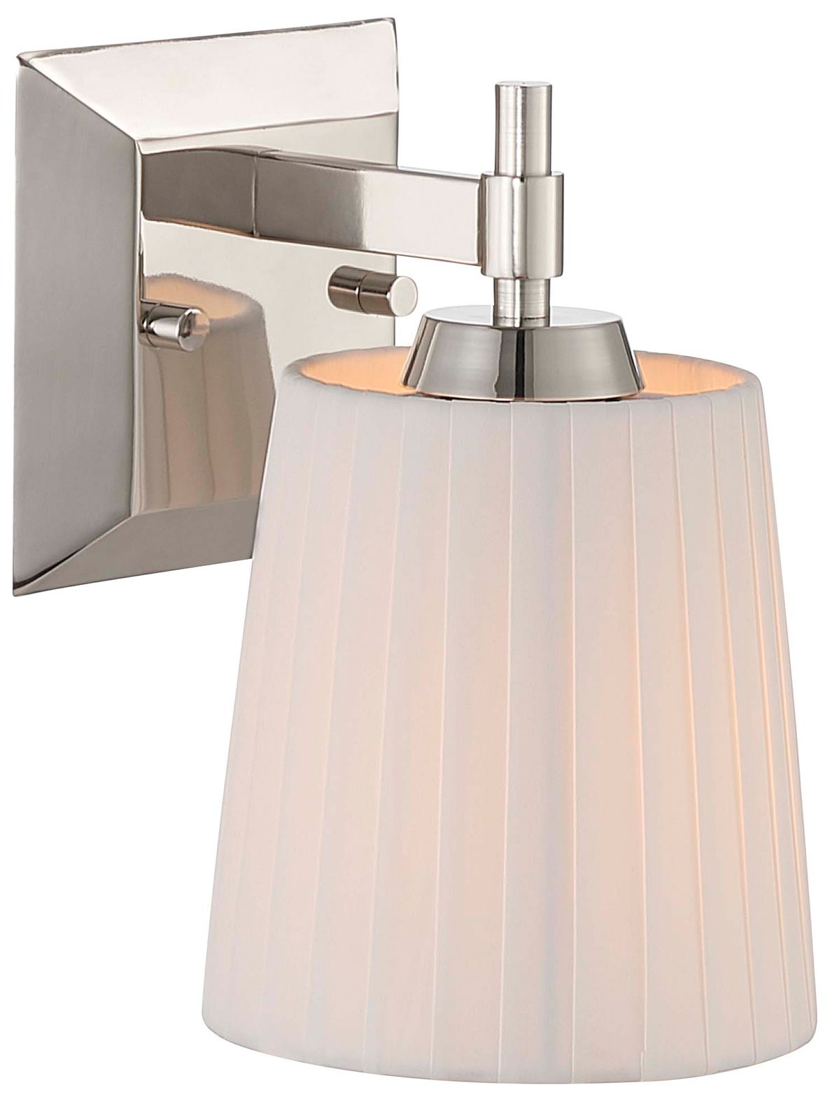 Brilia 1-light Wall Sconce Vanity in Polished Nickel with Pleated Shade