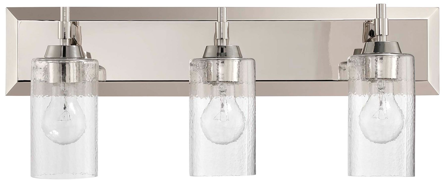 Image 2 Brilia 3-light Vanity in Polished Nickel with Hammered Water Glass more views