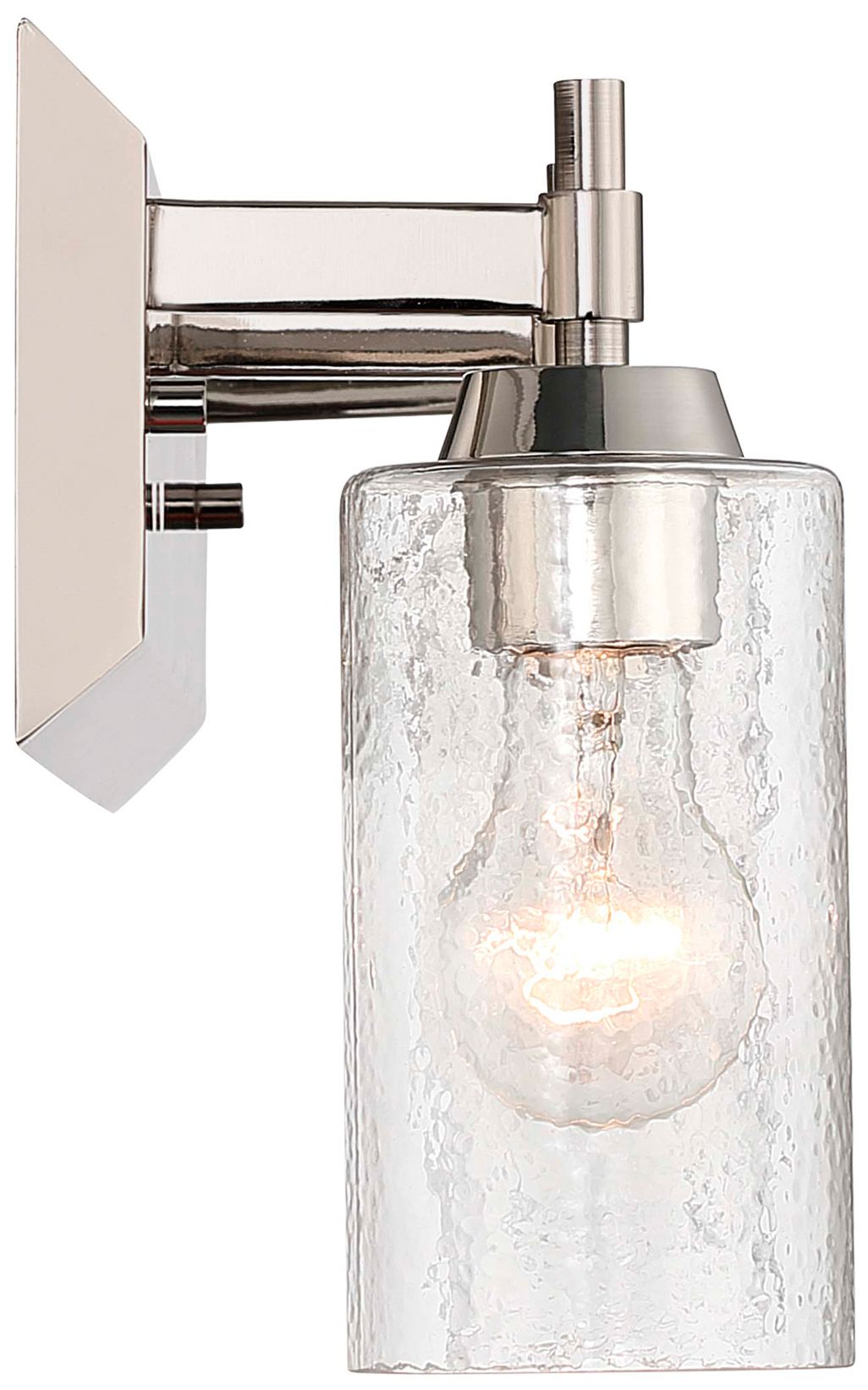 Image 3 Brilia 3-light Vanity in Polished Nickel with Hammered Water Glass more views