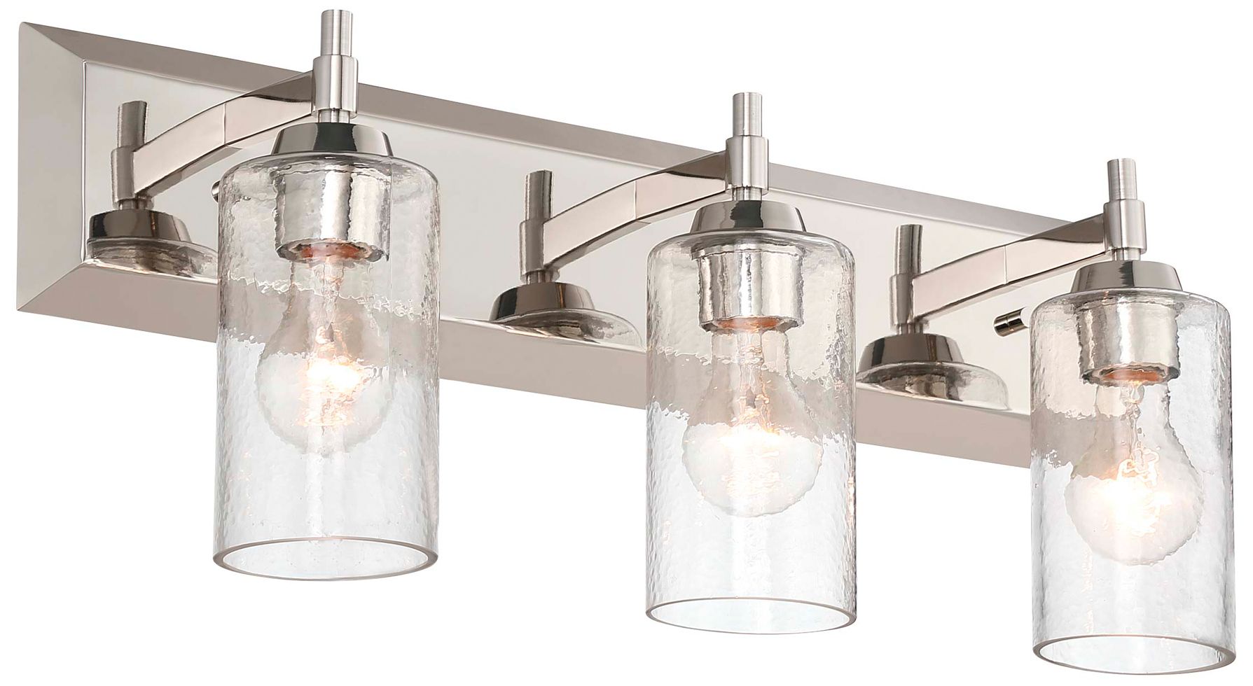 Image 6 Brilia 3-light Vanity in Polished Nickel with Hammered Water Glass more views