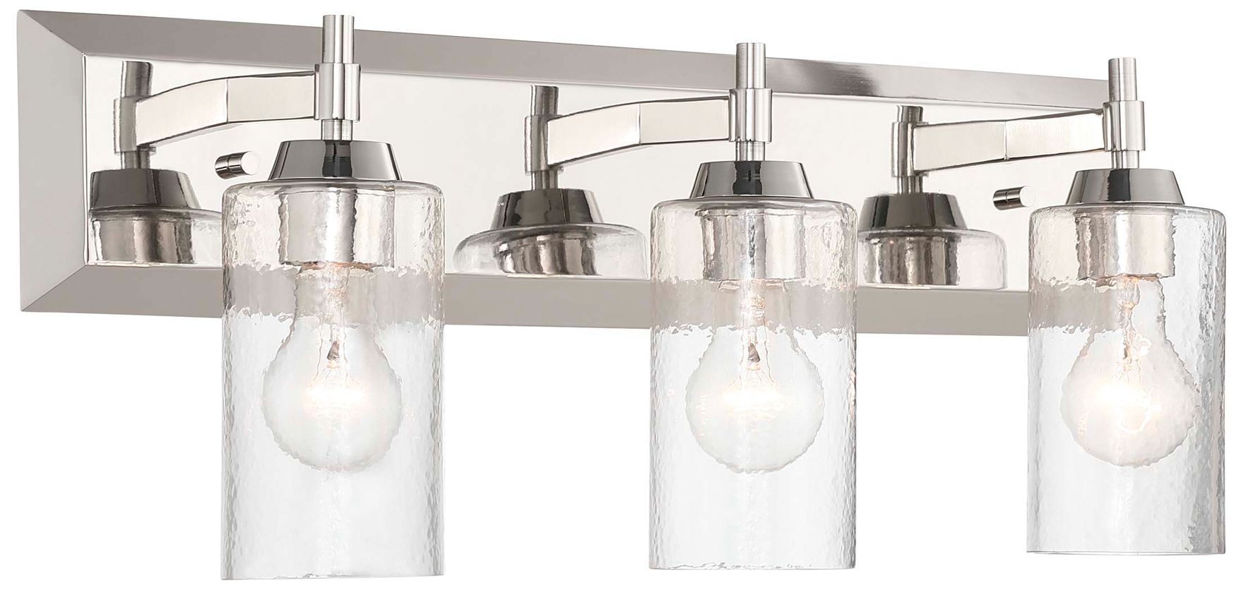 Image 7 Brilia 3-light Vanity in Polished Nickel with Hammered Water Glass more views