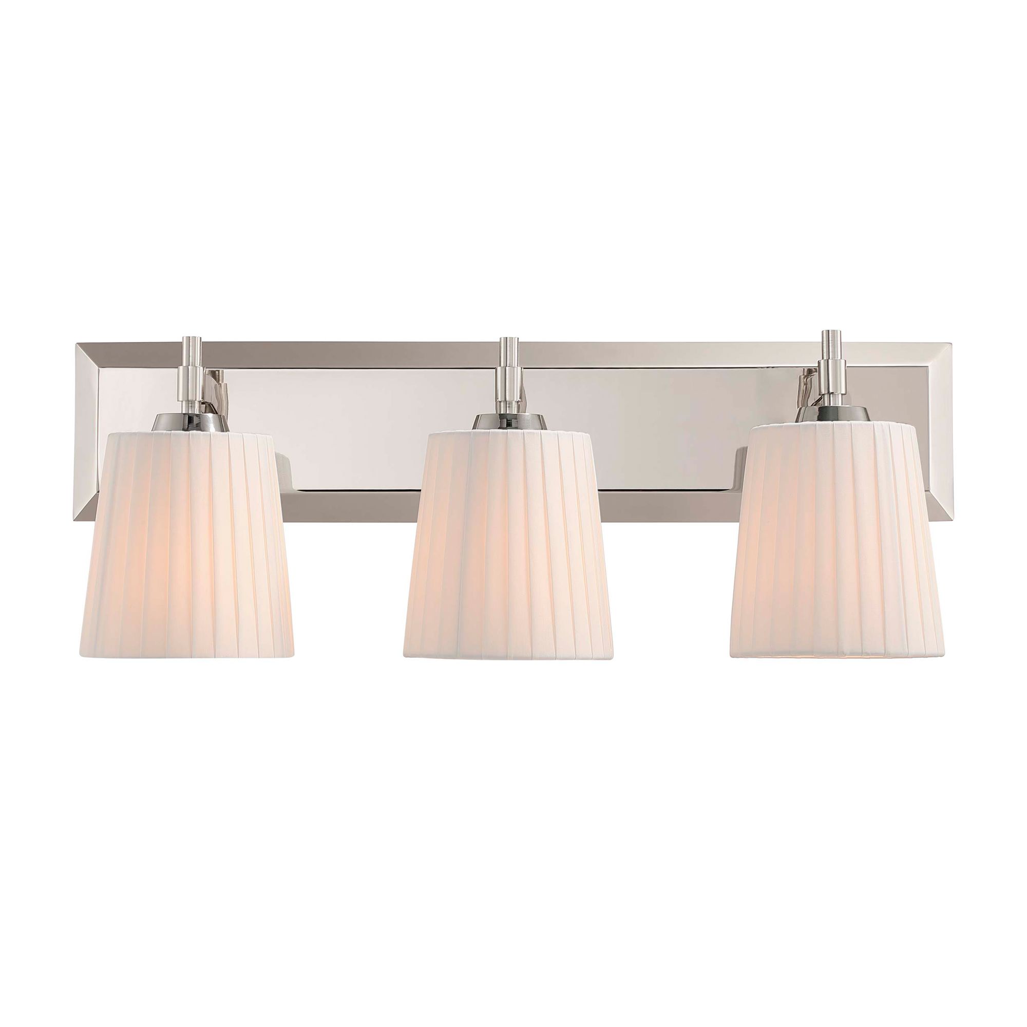 Image 2 Brilia 3-light Vanity in Polished Nickel with Pleated Shade more views