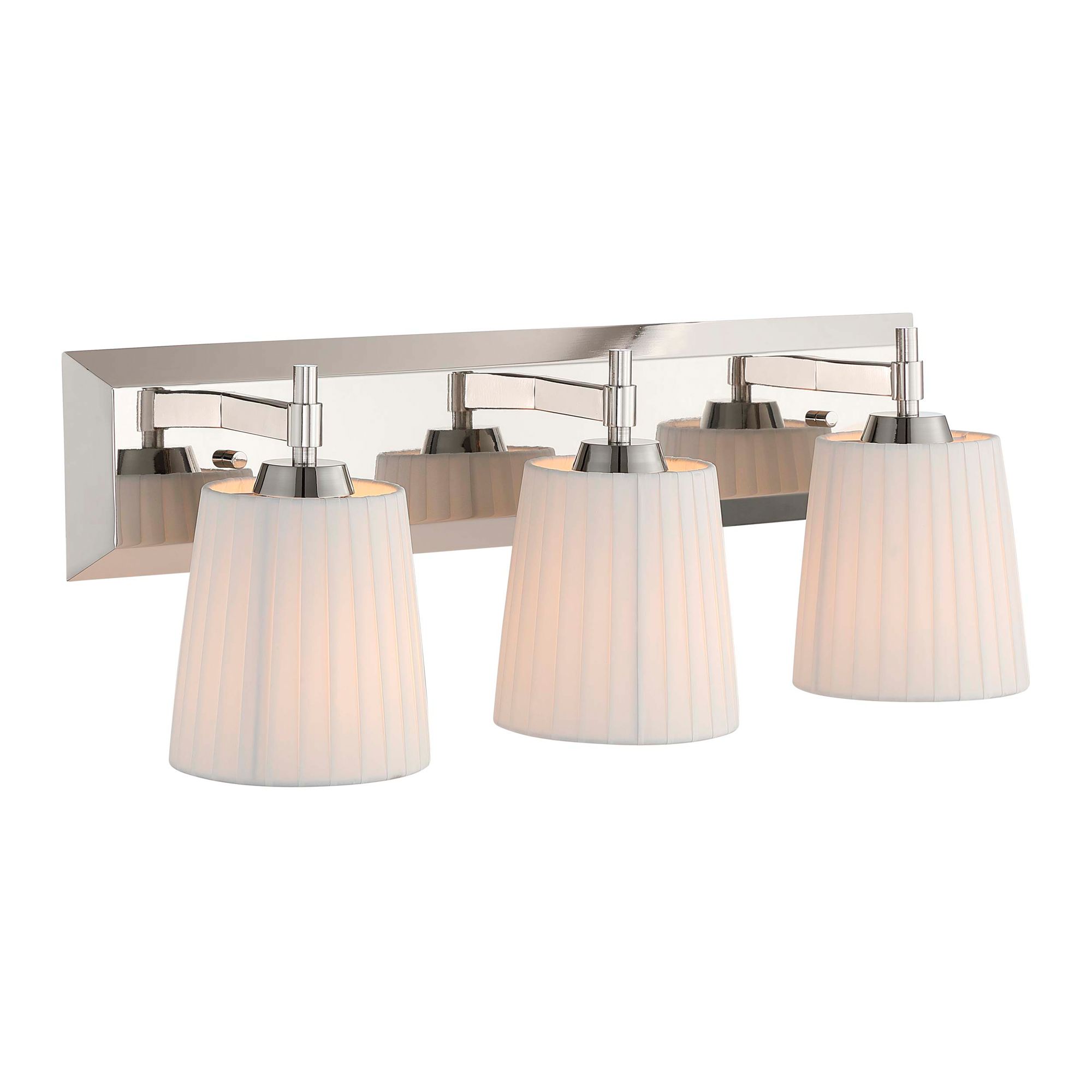 Image 6 Brilia 3-light Vanity in Polished Nickel with Pleated Shade more views