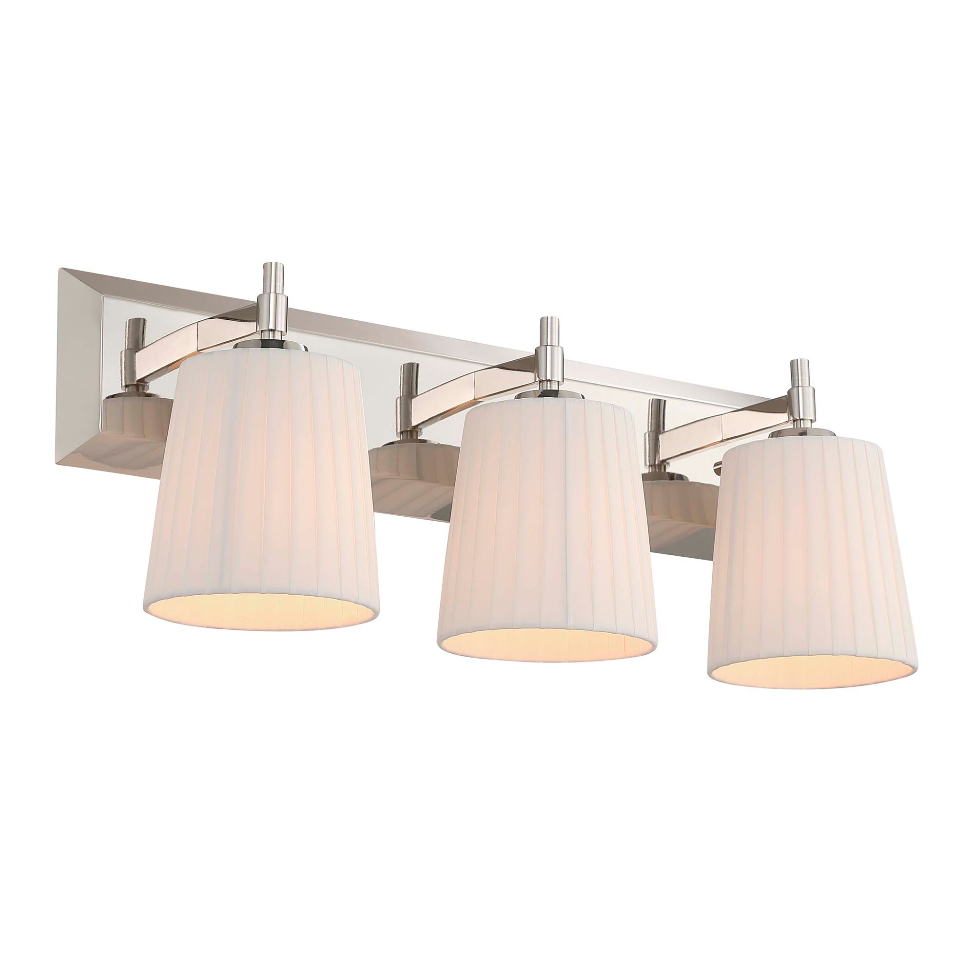 Image 7 Brilia 3-light Vanity in Polished Nickel with Pleated Shade more views