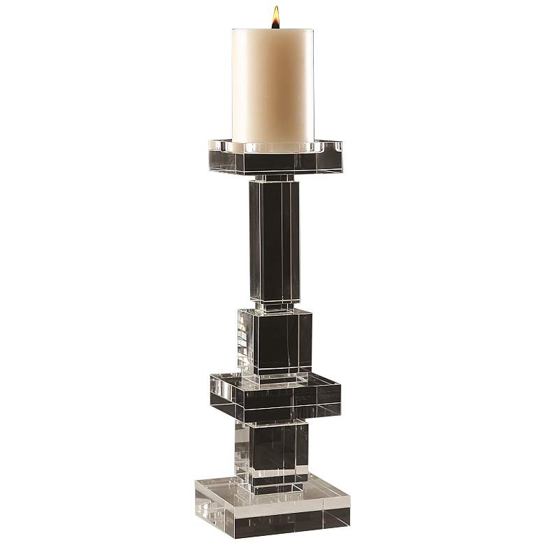 Image 2 Brilliant 18 1/4" High Lead Crystal Pillar Candle Holder