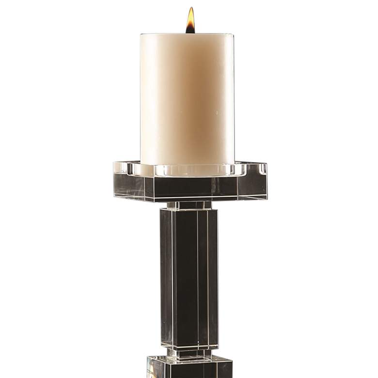 Image 3 Brilliant 18 1/4" High Lead Crystal Pillar Candle Holder more views