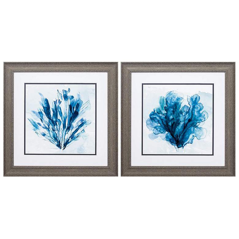Image 1 Brilliant Coral 19"W x 19"H Framed Art Set of 2
