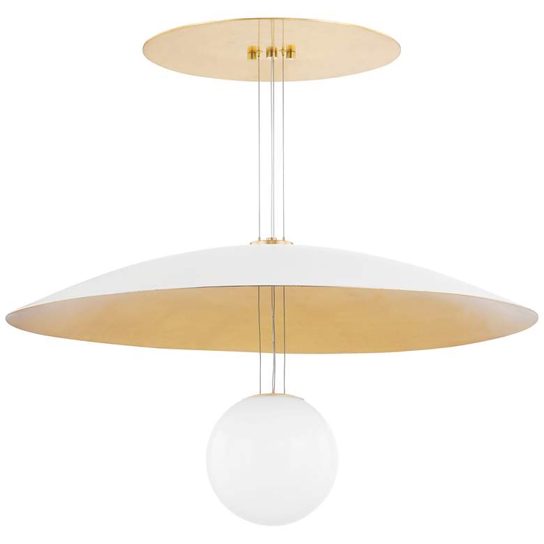 Image 1 Brim 36" Wide Soft White and Gold Leaf LED Pendant Light