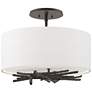 Brindille 15" Wide Black Semi-Flush With Natural Anna Shade