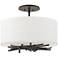 Brindille 15" Wide Black Semi-Flush With Natural Anna Shade