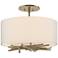 Brindille 15" Wide Soft Gold Semi-Flush With Flax Shade