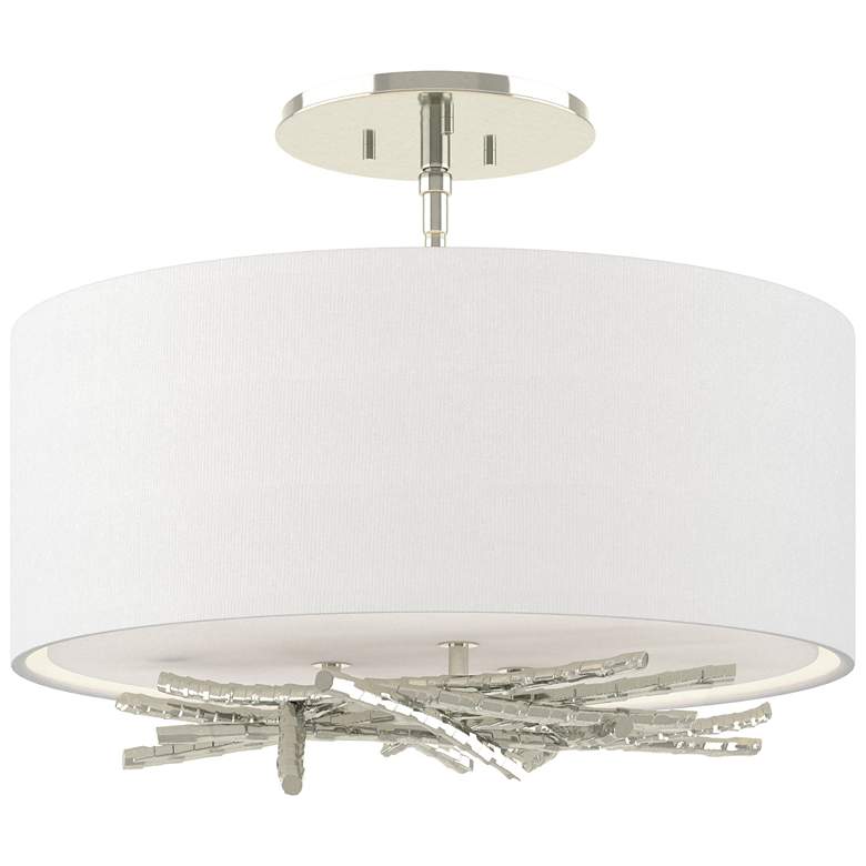 Image 1 Brindille 15 inch Wide Sterling Semi-Flush With Natural Anna Shade
