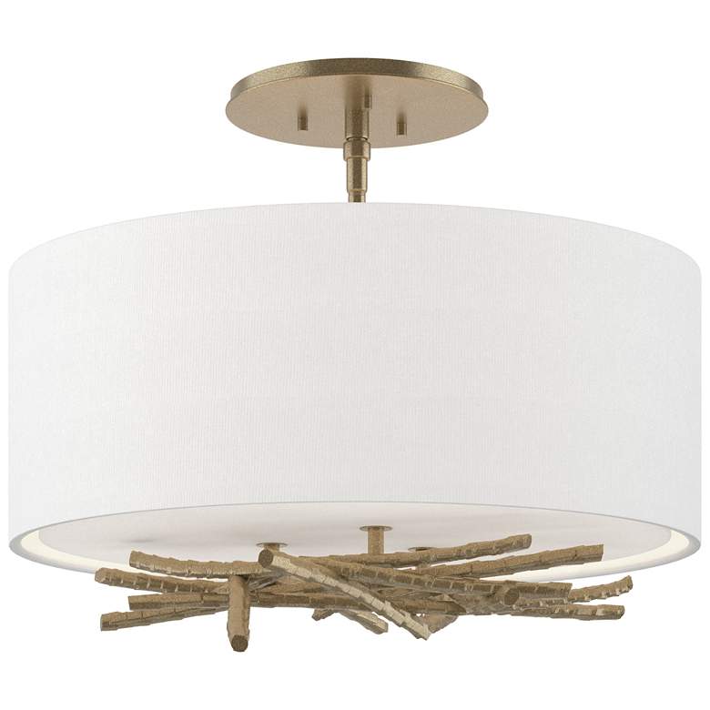 Image 1 Brindille 15"W Soft Gold Ceiling Light w/ Natural Anna Shade
