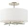 Brindille 15"W Vintage Platinum Semi-Flush With Natural Anna Shade