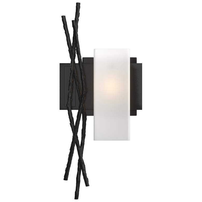 Image 1 Brindille 18.9" High Right Orientation Black Sconce With Opal Glass Sh