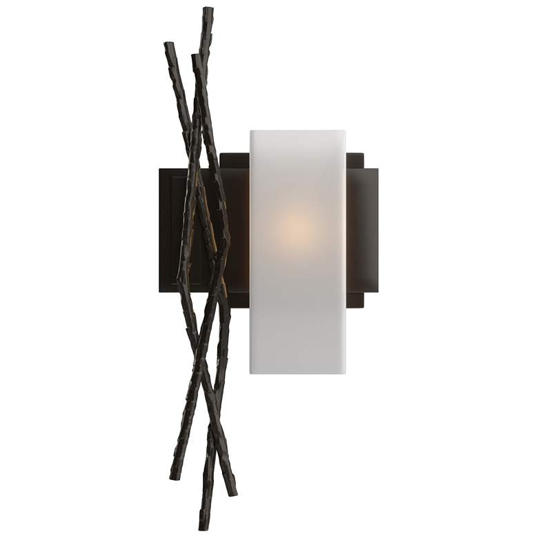 Image 1 Brindille 18.9 inchH Right Oil Rubbed Bronze Sconce w/ Opal Glass Shade