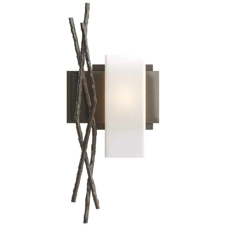 Image 1 Brindille 18.9"H Right Orientation Dark Smoke Sconce With Opal Glass S