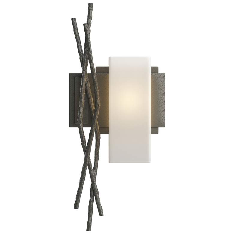 Image 1 Brindille 18.9 inchH Right Orientation Natural Iron Sconce w/ Opal Glass S