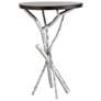 Brindille 26.3" Sterling Side Table With Espresso Maple Wood Top