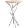 Brindille 26.3" Sterling Side Table With Natural Maple Wood Top