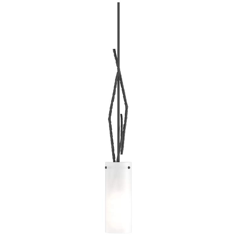 Image 1 Brindille 3.5" Wide Black Mini-Pendant With Opal Glass Shade