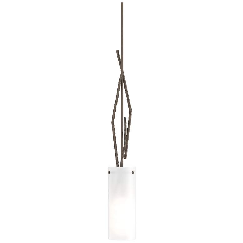 Image 1 Brindille 3.5" Wide Bronze Mini-Pendant With Opal Glass Shade