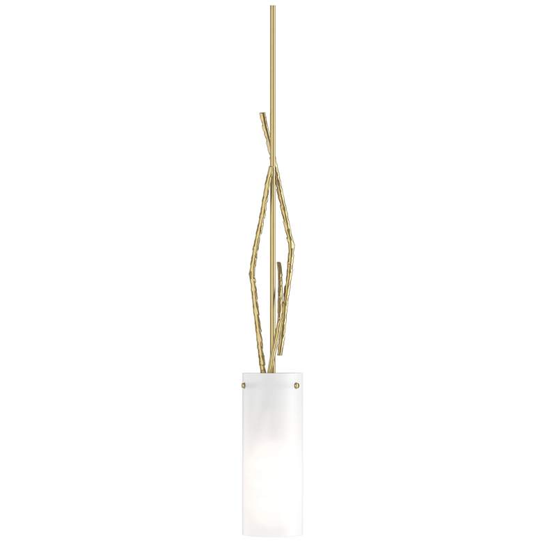Image 1 Brindille 3.5" Wide Modern Brass Mini-Pendant With Opal Glass Shade